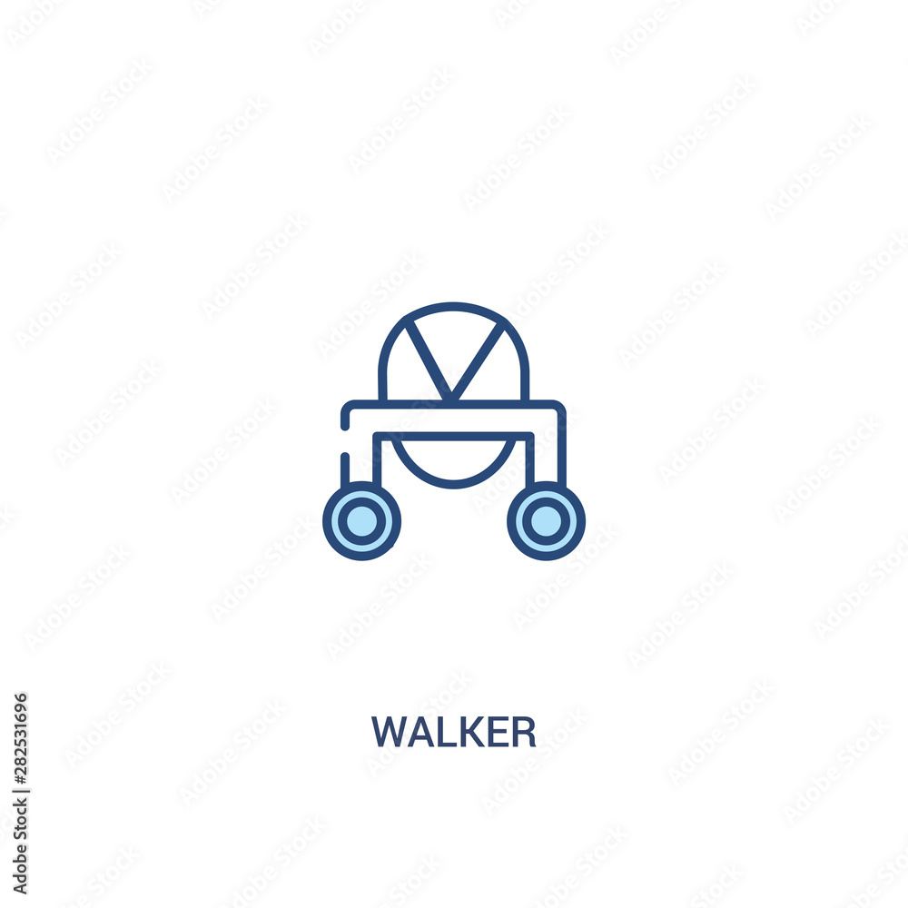 Poster walker concept 2 colored icon. simple line element illustration. outline blue walker symbol. can be 