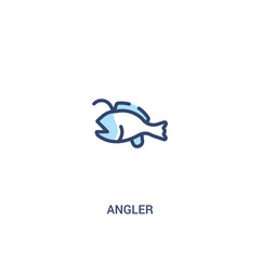 angler concept 2 colored icon. simple line element illustration. outline blue angler symbol. can be used for web and mobile ui/ux.