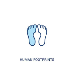 Fototapeta na wymiar human footprints concept 2 colored icon. simple line element illustration. outline blue human footprints symbol. can be used for web and mobile ui/ux.