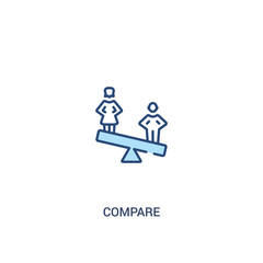 compare concept 2 colored icon. simple line element illustration. outline blue compare symbol. can be used for web and mobile ui/ux.