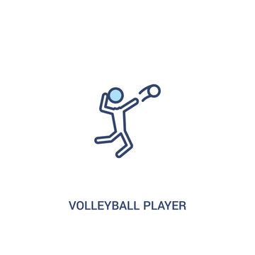 volleyball player concept 2 colored icon. simple line element illustration. outline blue volleyball player symbol. can be used for web and mobile ui/ux.