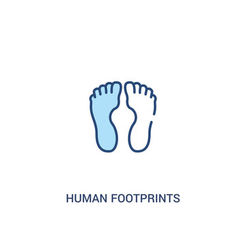 human footprints concept 2 colored icon. simple line element illustration. outline blue human footprints symbol. can be used for web and mobile ui/ux.