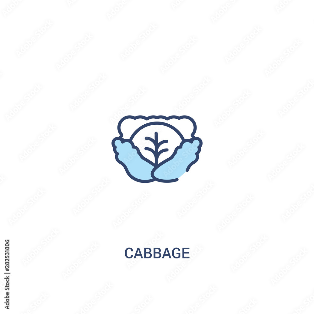 Poster cabbage concept 2 colored icon. simple line element illustration. outline blue cabbage symbol. can b