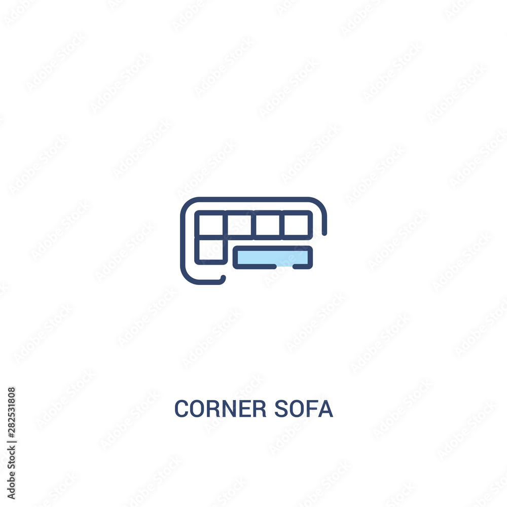 Poster corner sofa concept 2 colored icon. simple line element illustration. outline blue corner sofa symbo