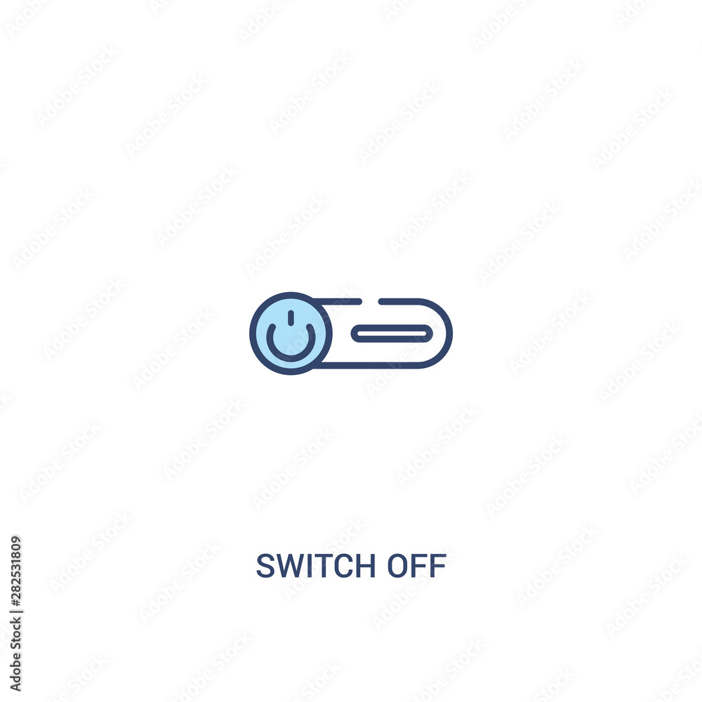 Poster switch off concept 2 colored icon. simple line element illustration. outline blue switch off symbol.