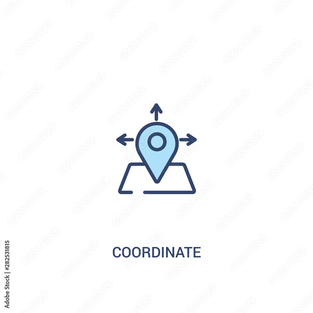 Poster coordinate concept 2 colored icon. simple line element illustration. outline blue coordinate symbol.