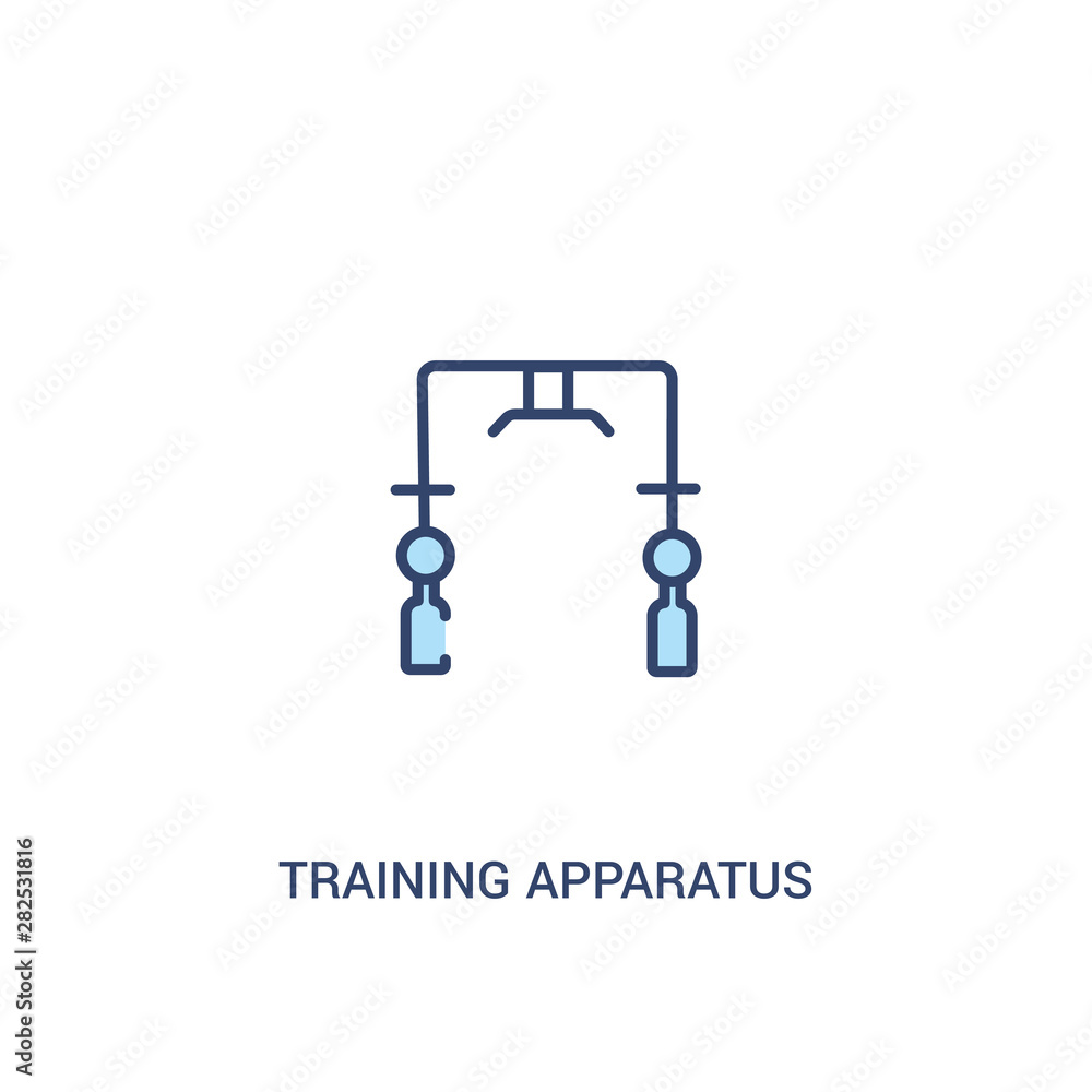 Poster training apparatus concept 2 colored icon. simple line element illustration. outline blue training a