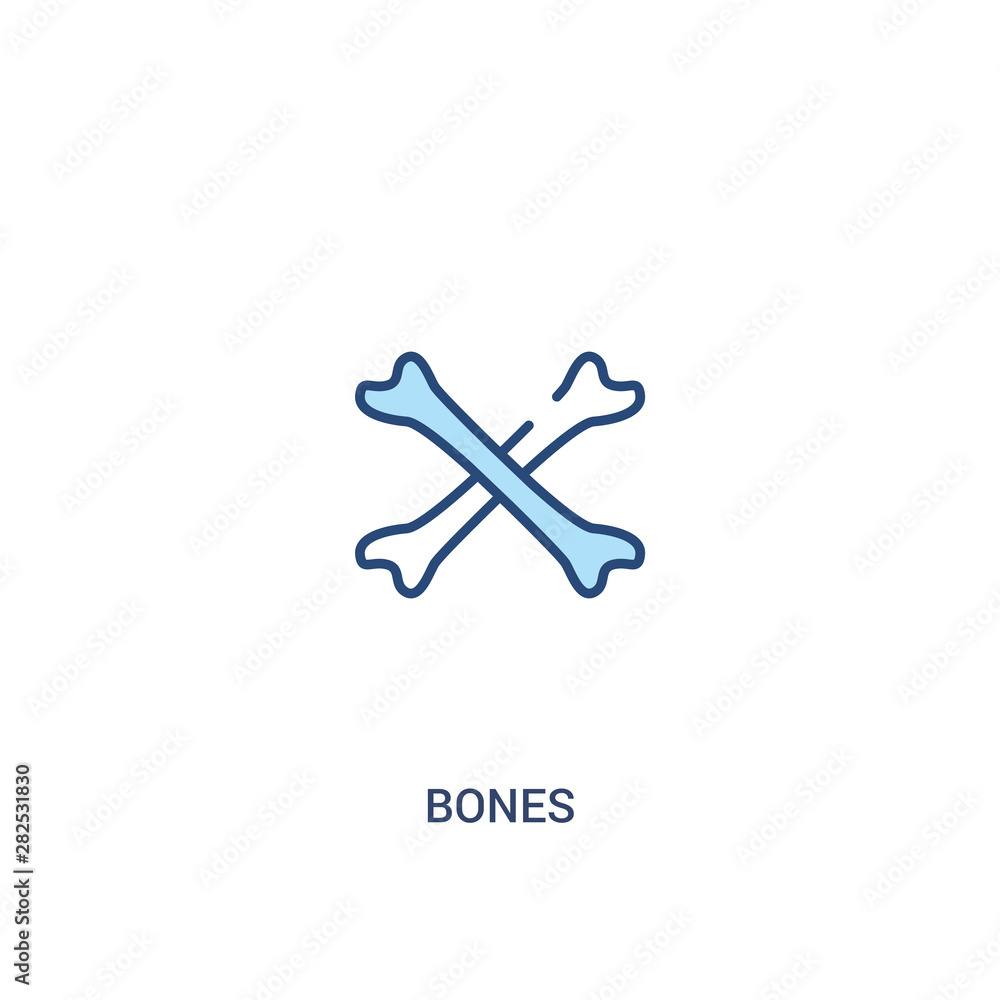 Poster bones concept 2 colored icon. simple line element illustration. outline blue bones symbol. can be us