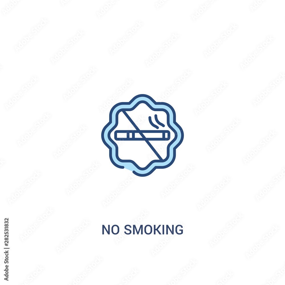 Poster no smoking concept 2 colored icon. simple line element illustration. outline blue no smoking symbol.