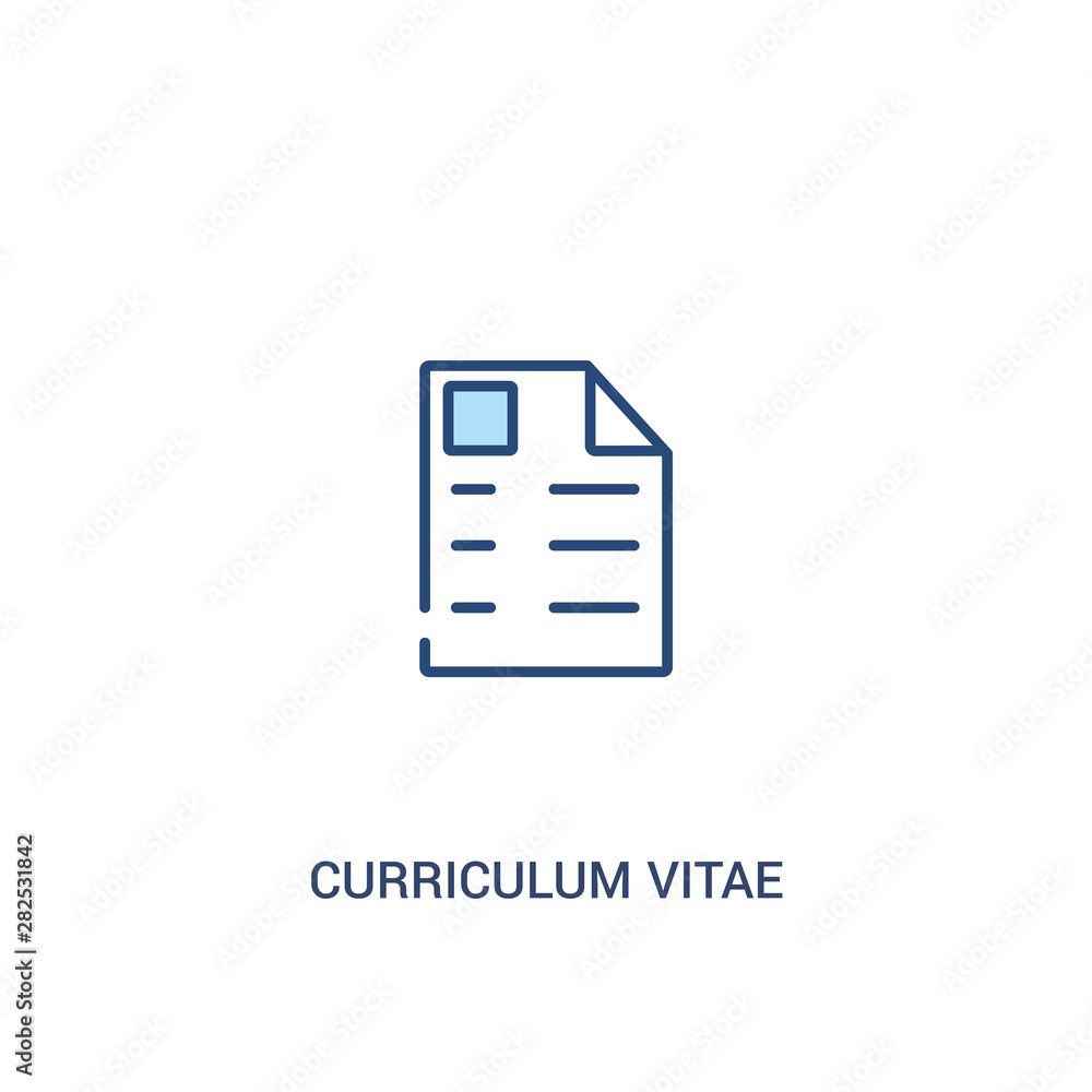 Poster curriculum vitae concept 2 colored icon. simple line element illustration. outline blue curriculum v