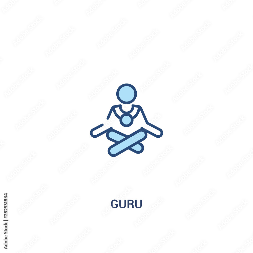 Poster guru concept 2 colored icon. simple line element illustration. outline blue guru symbol. can be used