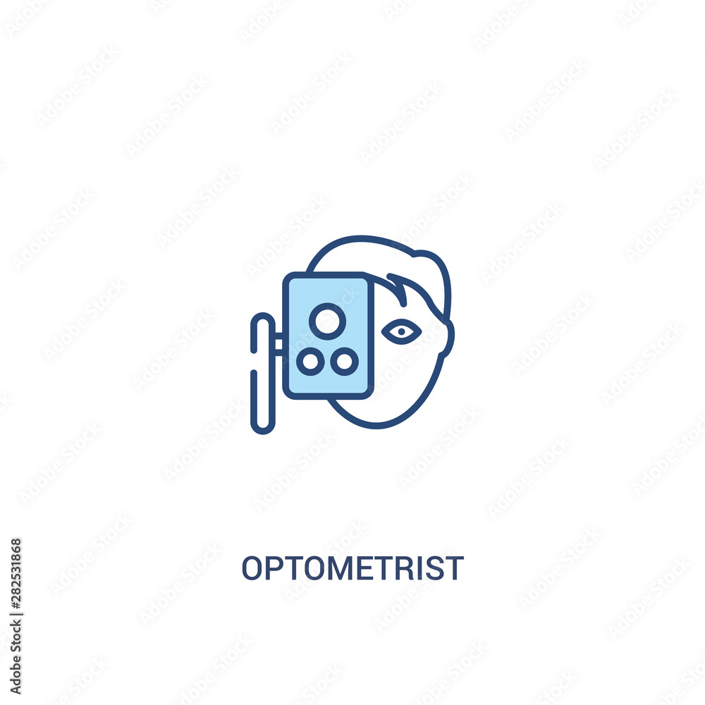 Poster optometrist concept 2 colored icon. simple line element illustration. outline blue optometrist symbo