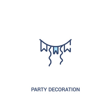 party decoration concept 2 colored icon. simple line element illustration. outline blue party decoration symbol. can be used for web and mobile ui/ux.