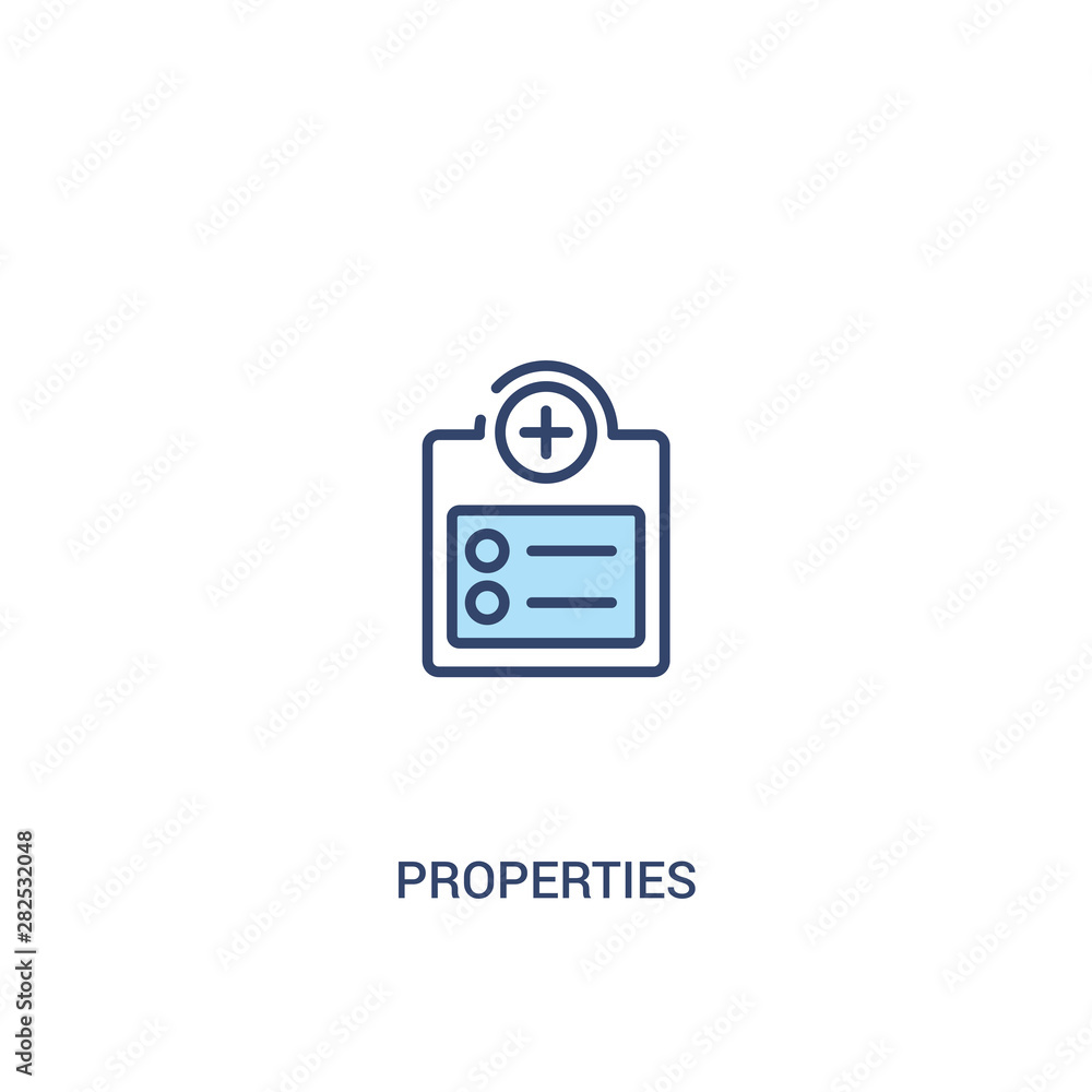 Poster properties concept 2 colored icon. simple line element illustration. outline blue properties symbol.