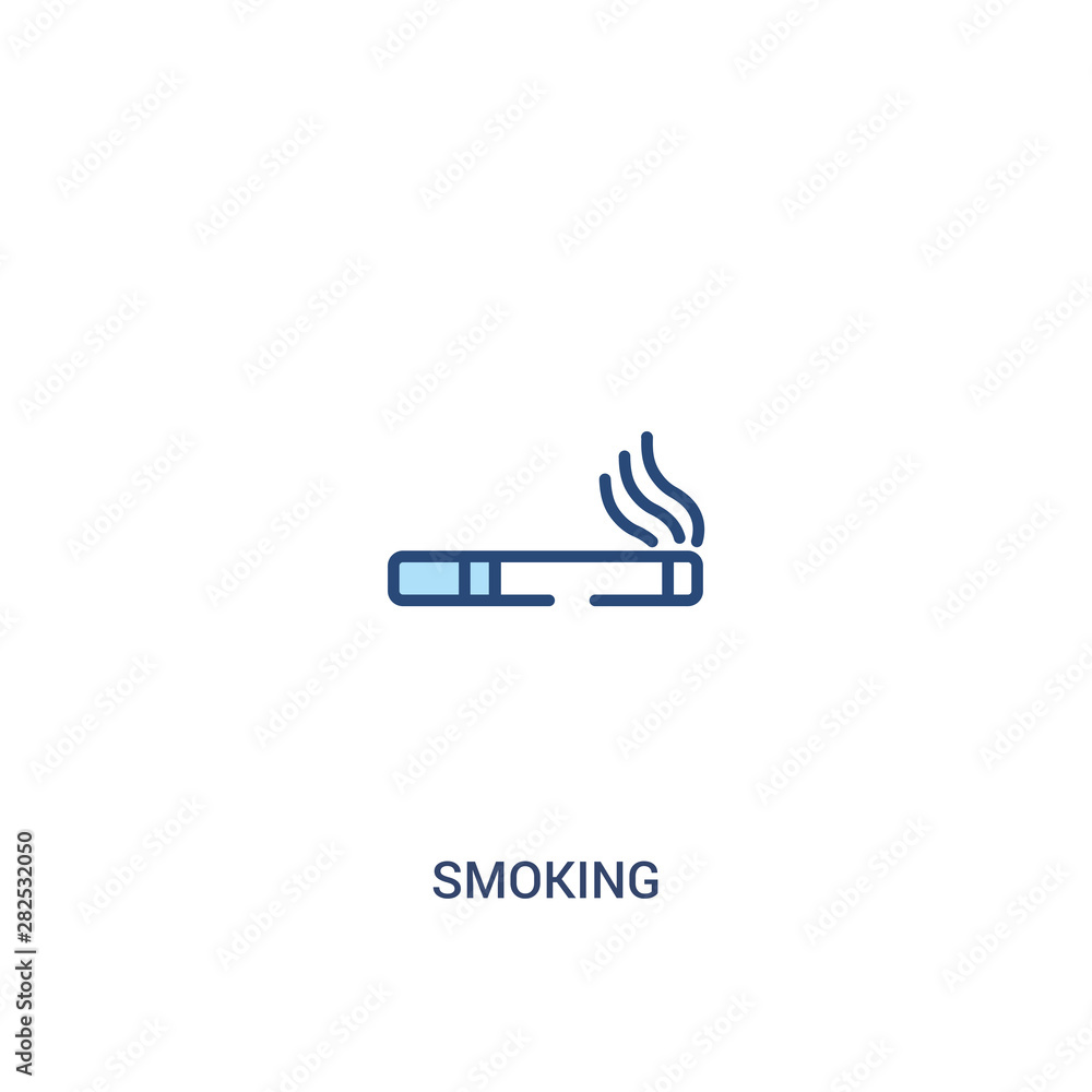 Poster smoking concept 2 colored icon. simple line element illustration. outline blue smoking symbol. can b