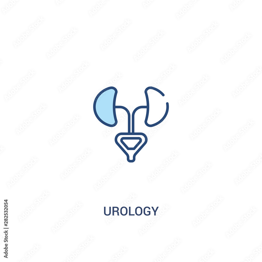 Poster urology concept 2 colored icon. simple line element illustration. outline blue urology symbol. can b