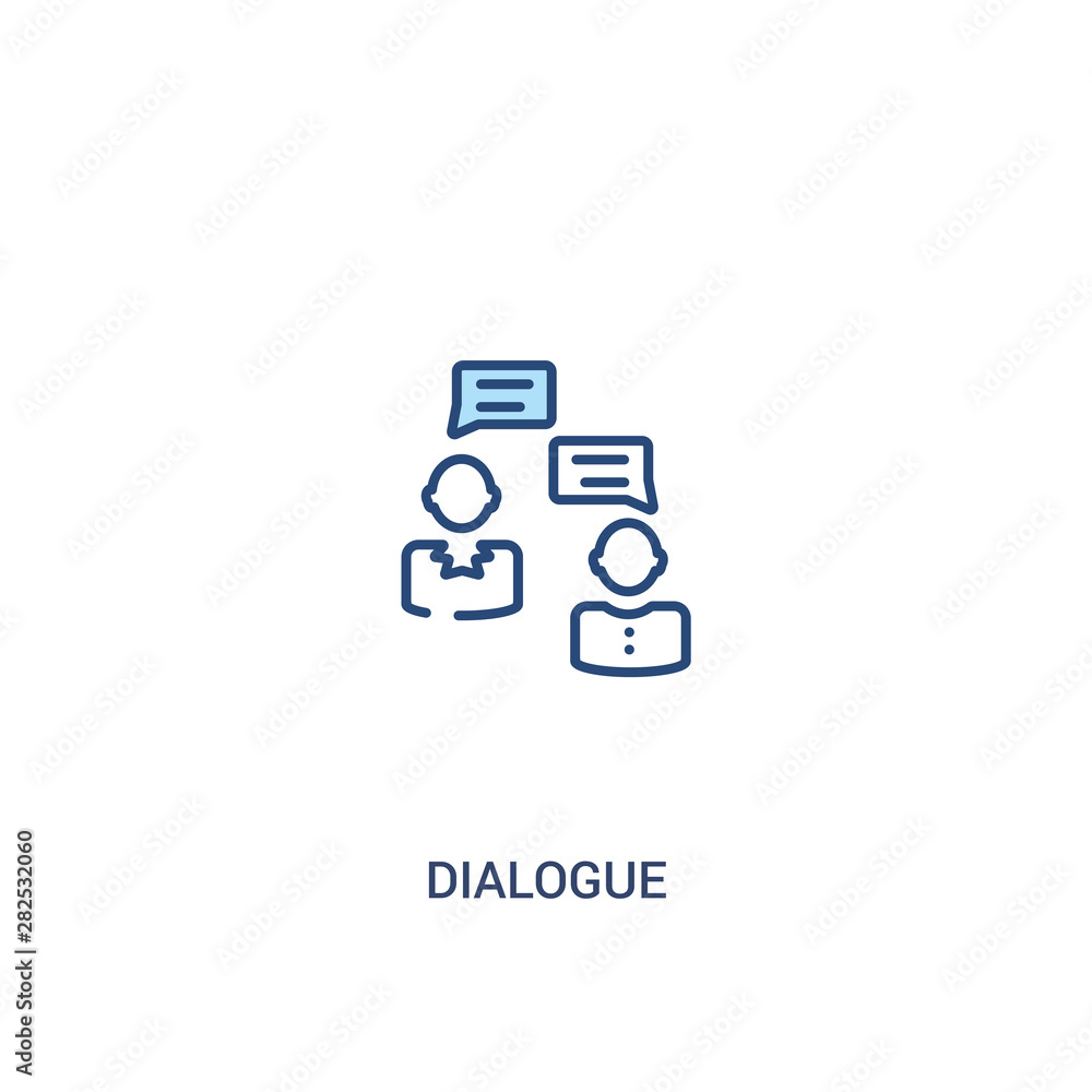 Poster dialogue concept 2 colored icon. simple line element illustration. outline blue dialogue symbol. can