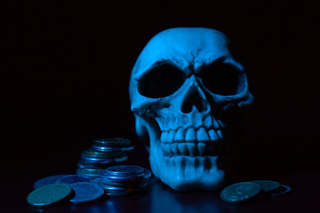 Blue Skull and Coins