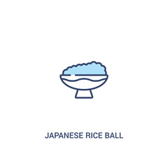 japanese rice ball in a bowl concept 2 colored icon. simple line element illustration. outline blue japanese rice ball in a bowl symbol. can be used for web and mobile ui/ux.