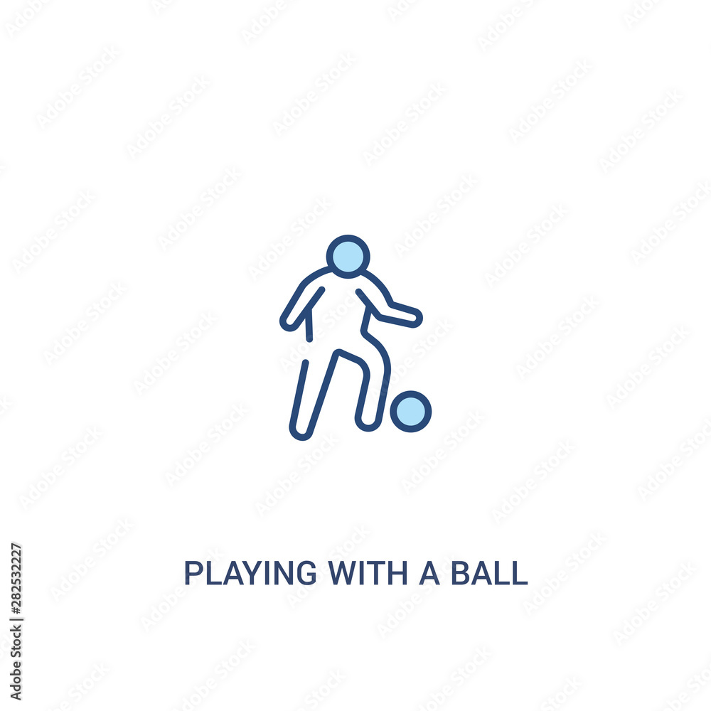 Poster playing with a ball concept 2 colored icon. simple line element illustration. outline blue playing w
