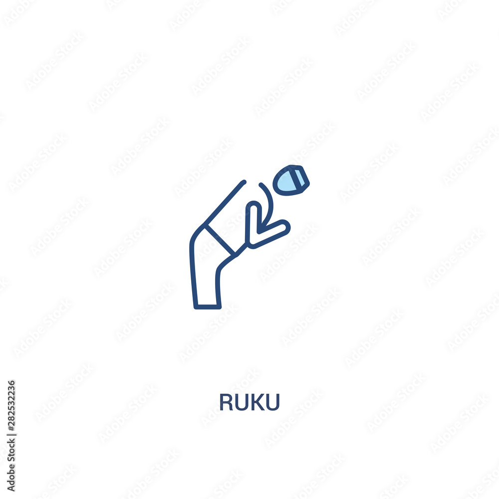 Aufkleber ruku concept 2 colored icon. simple line element illustration. outline blue ruku symbol. can be used