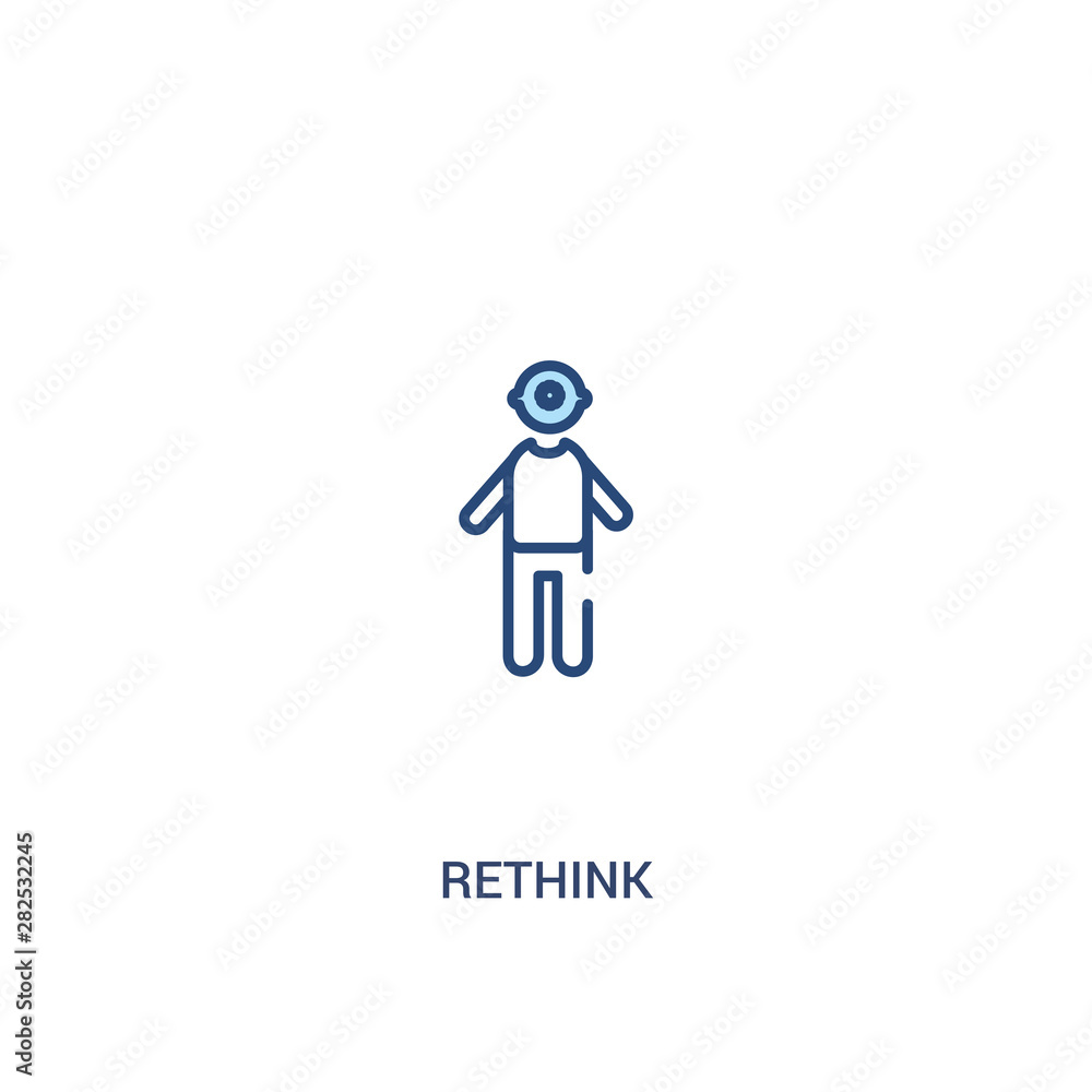 Poster rethink concept 2 colored icon. simple line element illustration. outline blue rethink symbol. can b