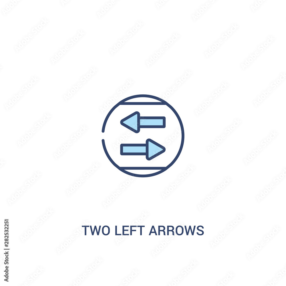 Poster two left arrows concept 2 colored icon. simple line element illustration. outline blue two left arro