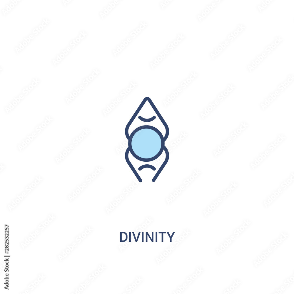 Poster divinity concept 2 colored icon. simple line element illustration. outline blue divinity symbol. can