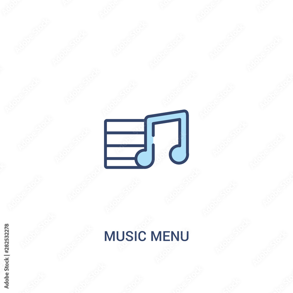 Poster music menu concept 2 colored icon. simple line element illustration. outline blue music menu symbol.