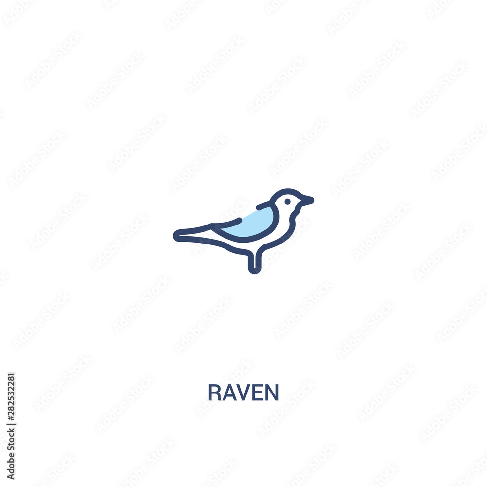 Poster raven concept 2 colored icon. simple line element illustration. outline blue raven symbol. can be us