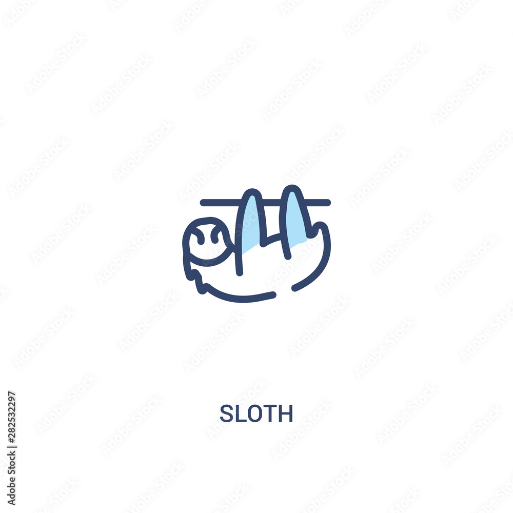 Poster sloth concept 2 colored icon. simple line element illustration. outline blue sloth symbol. can be us