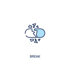 break concept 2 colored icon. simple line element illustration. outline blue break symbol. can be used for web and mobile ui/ux.