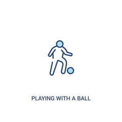 Obraz premium playing with a ball concept 2 colored icon. simple line element illustration. outline blue playing with a ball symbol. can be used for web and mobile ui/ux.