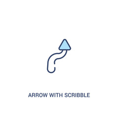 arrow with scribble concept 2 colored icon. simple line element illustration. outline blue arrow with scribble symbol. can be used for web and mobile ui/ux.