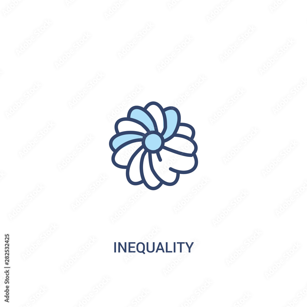 Poster inequality concept 2 colored icon. simple line element illustration. outline blue inequality symbol.