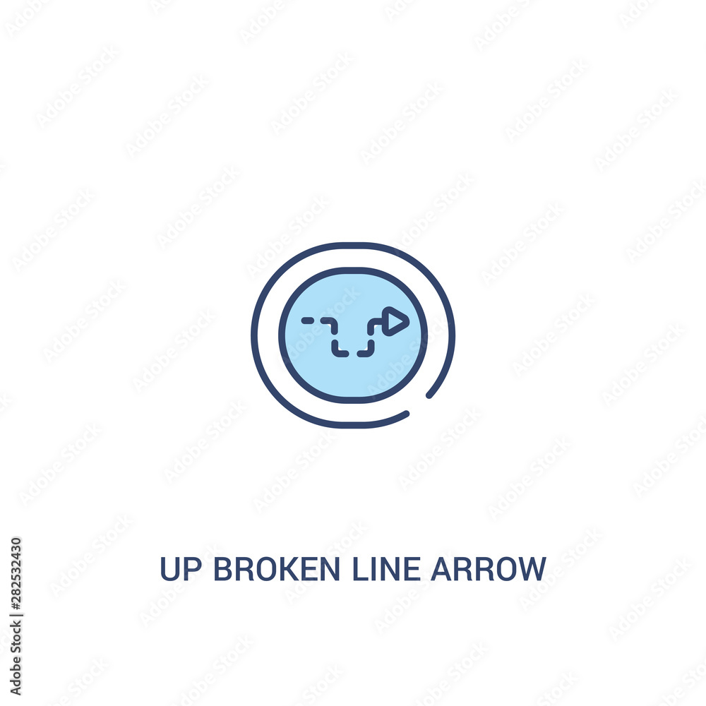 Poster up broken line arrow concept 2 colored icon. simple line element illustration. outline blue up broke