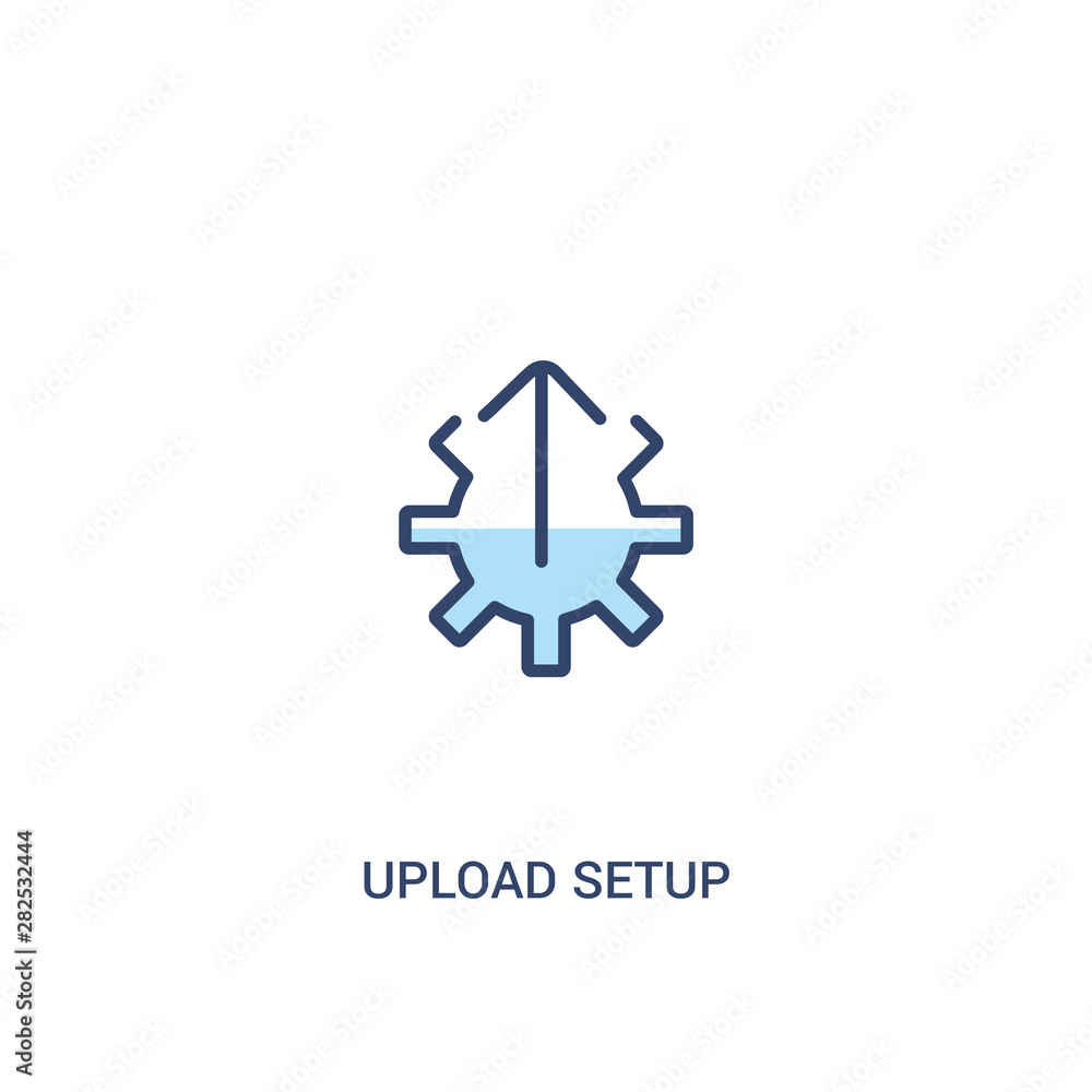 Poster upload setup concept 2 colored icon. simple line element illustration. outline blue upload setup sym