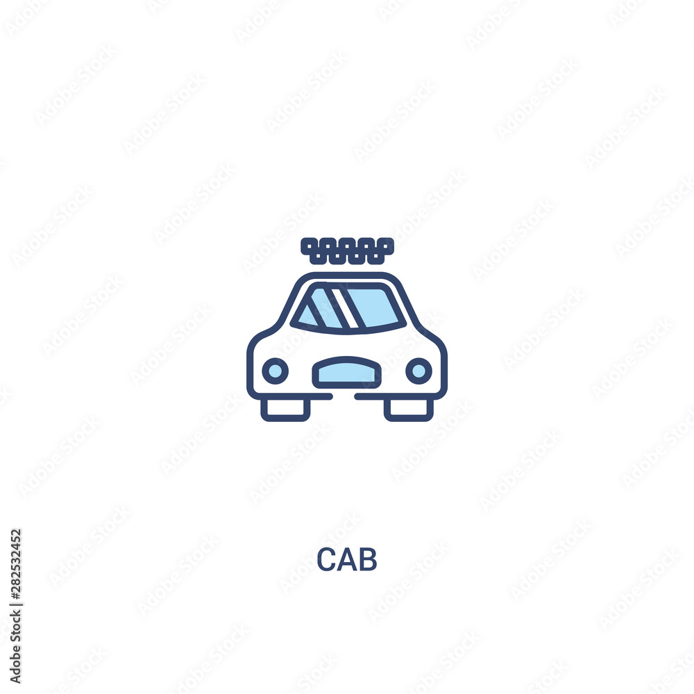 Poster cab concept 2 colored icon. simple line element illustration. outline blue cab symbol. can be used f