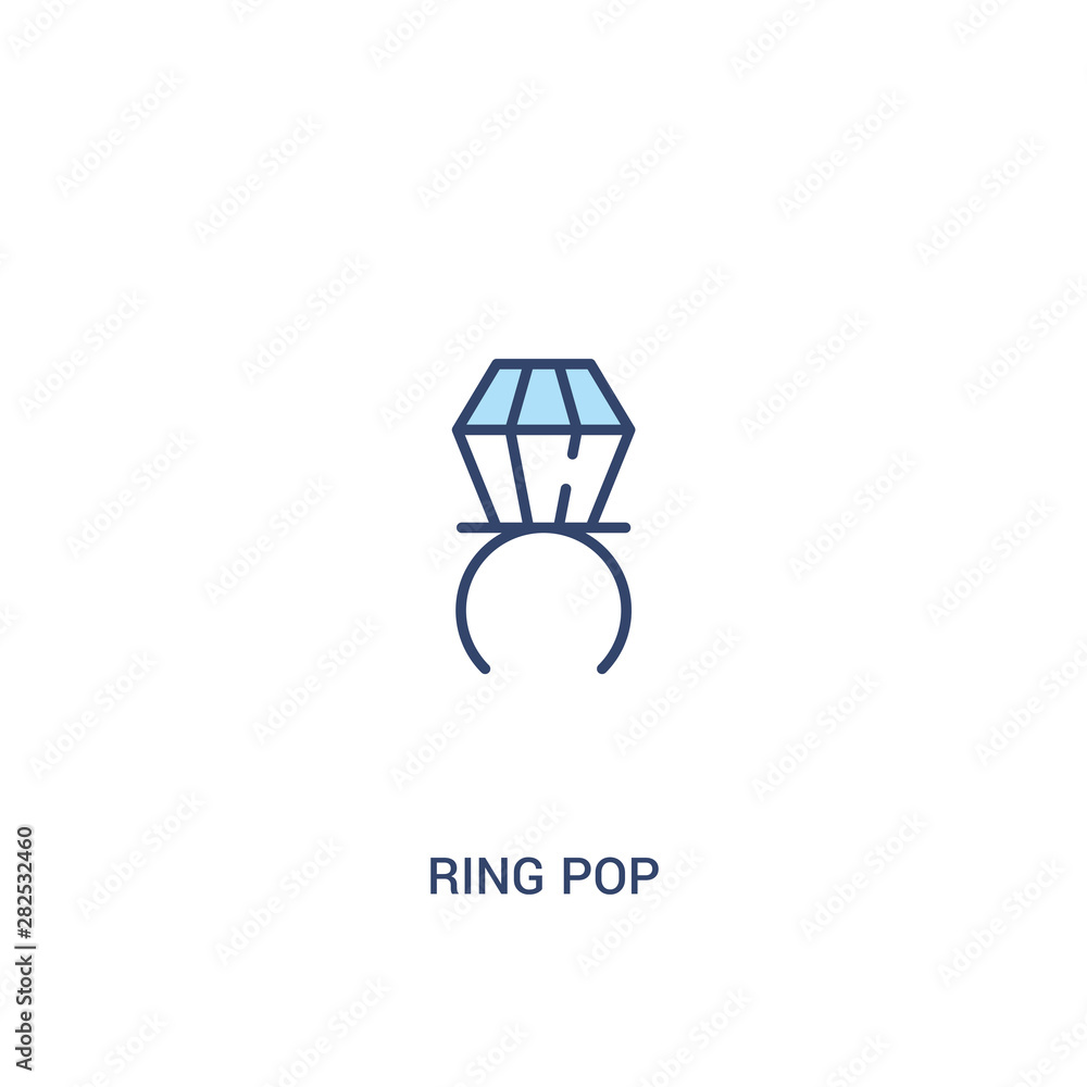 Poster ring pop concept 2 colored icon. simple line element illustration. outline blue ring pop symbol. can