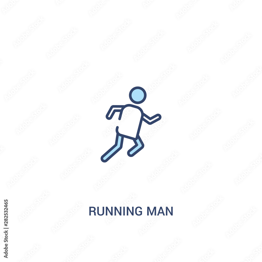 Poster running man concept 2 colored icon. simple line element illustration. outline blue running man symbo
