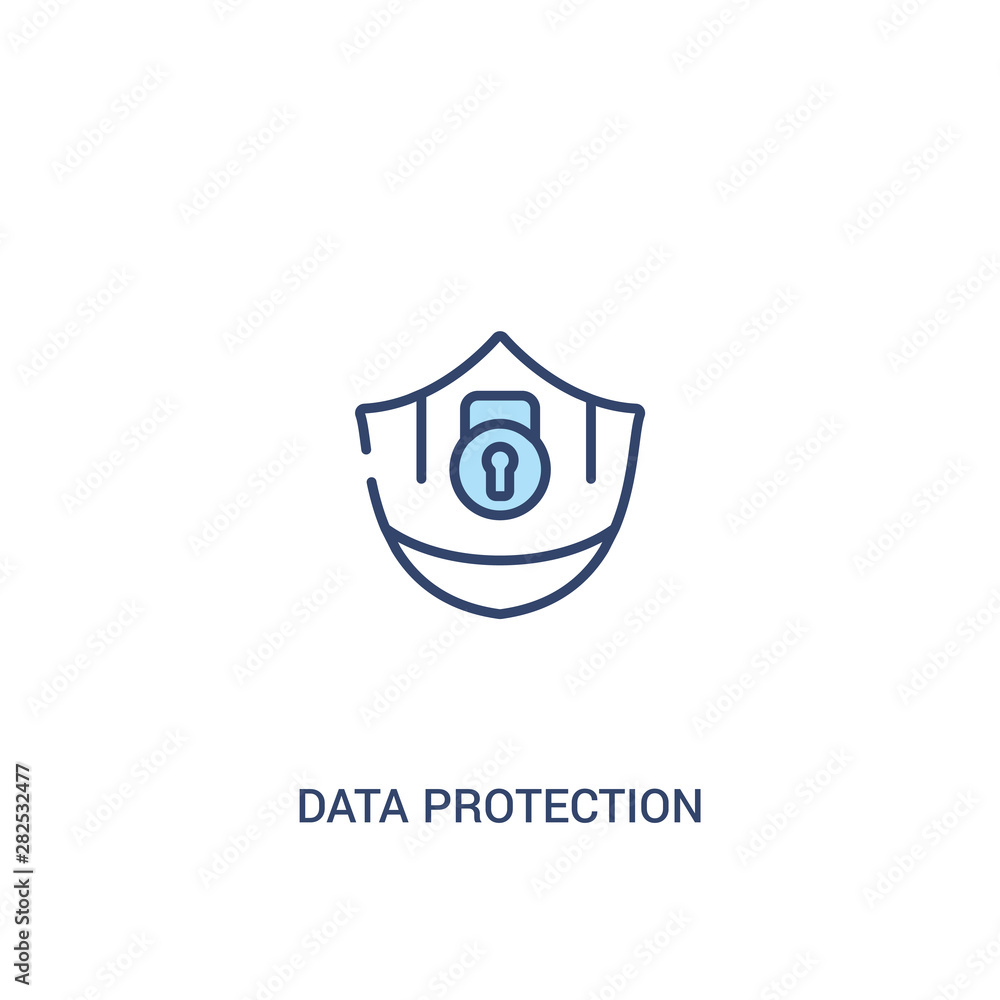 Poster data protection concept 2 colored icon. simple line element illustration. outline blue data protecti