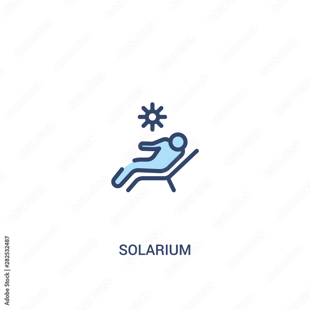 Poster solarium concept 2 colored icon. simple line element illustration. outline blue solarium symbol. can