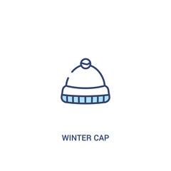 winter cap concept 2 colored icon. simple line element illustration. outline blue winter cap symbol. can be used for web and mobile ui/ux.