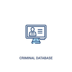 criminal database concept 2 colored icon. simple line element illustration. outline blue criminal database symbol. can be used for web and mobile ui/ux.