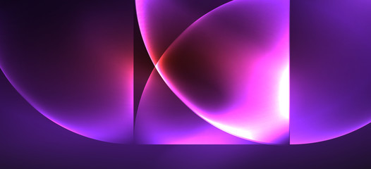 Dynamic lines and shapes, glass neon glowing effect. Modern neon glow geometric shapes, great design for any purposes