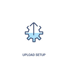 upload setup concept 2 colored icon. simple line element illustration. outline blue upload setup symbol. can be used for web and mobile ui/ux.