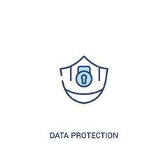 data protection concept 2 colored icon. simple line element illustration. outline blue data protection symbol. can be used for web and mobile ui/ux.