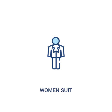 women suit concept 2 colored icon. simple line element illustration. outline blue women suit symbol. can be used for web and mobile ui/ux.
