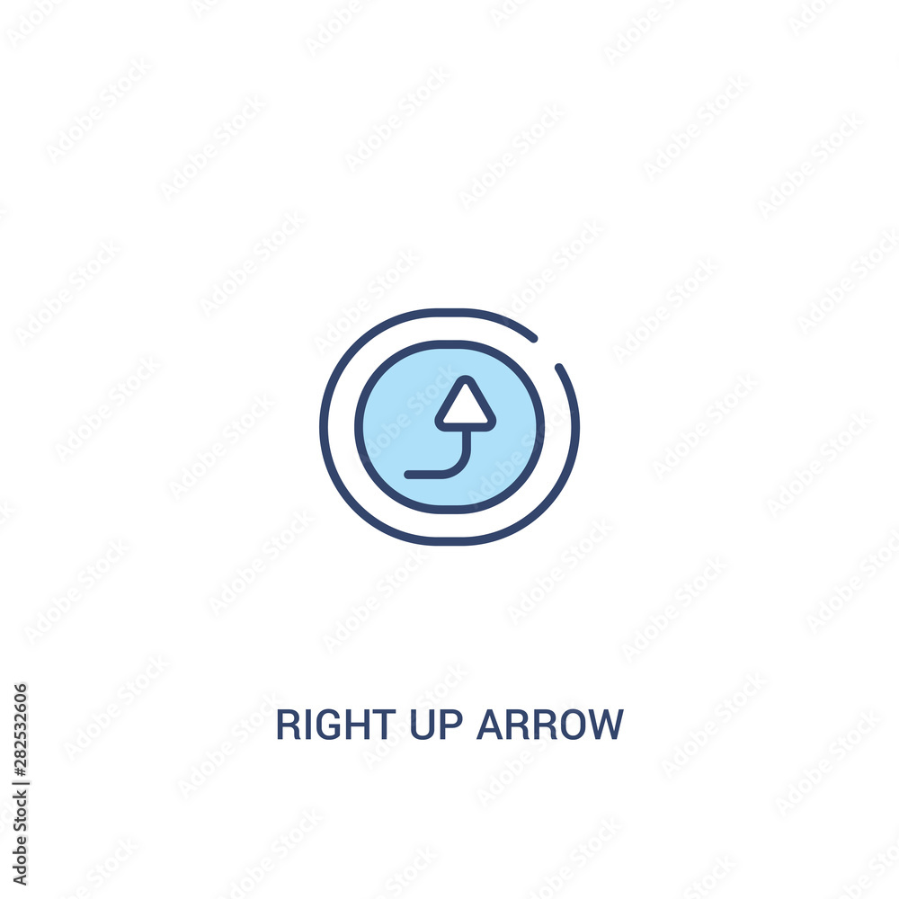 Poster right up arrow concept 2 colored icon. simple line element illustration. outline blue right up arrow