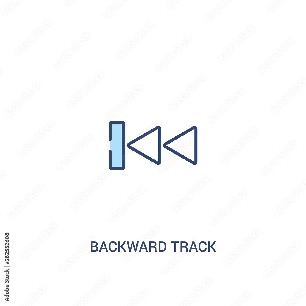 Poster backward track concept 2 colored icon. simple line element illustration. outline blue backward track
